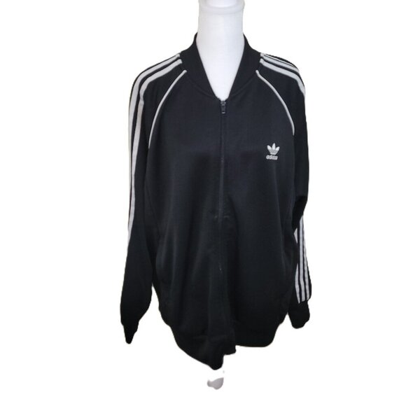 adidas Tops - Adidas Adicolor Classics SST Track Jacket Black W/White Stripes Women's Size XL